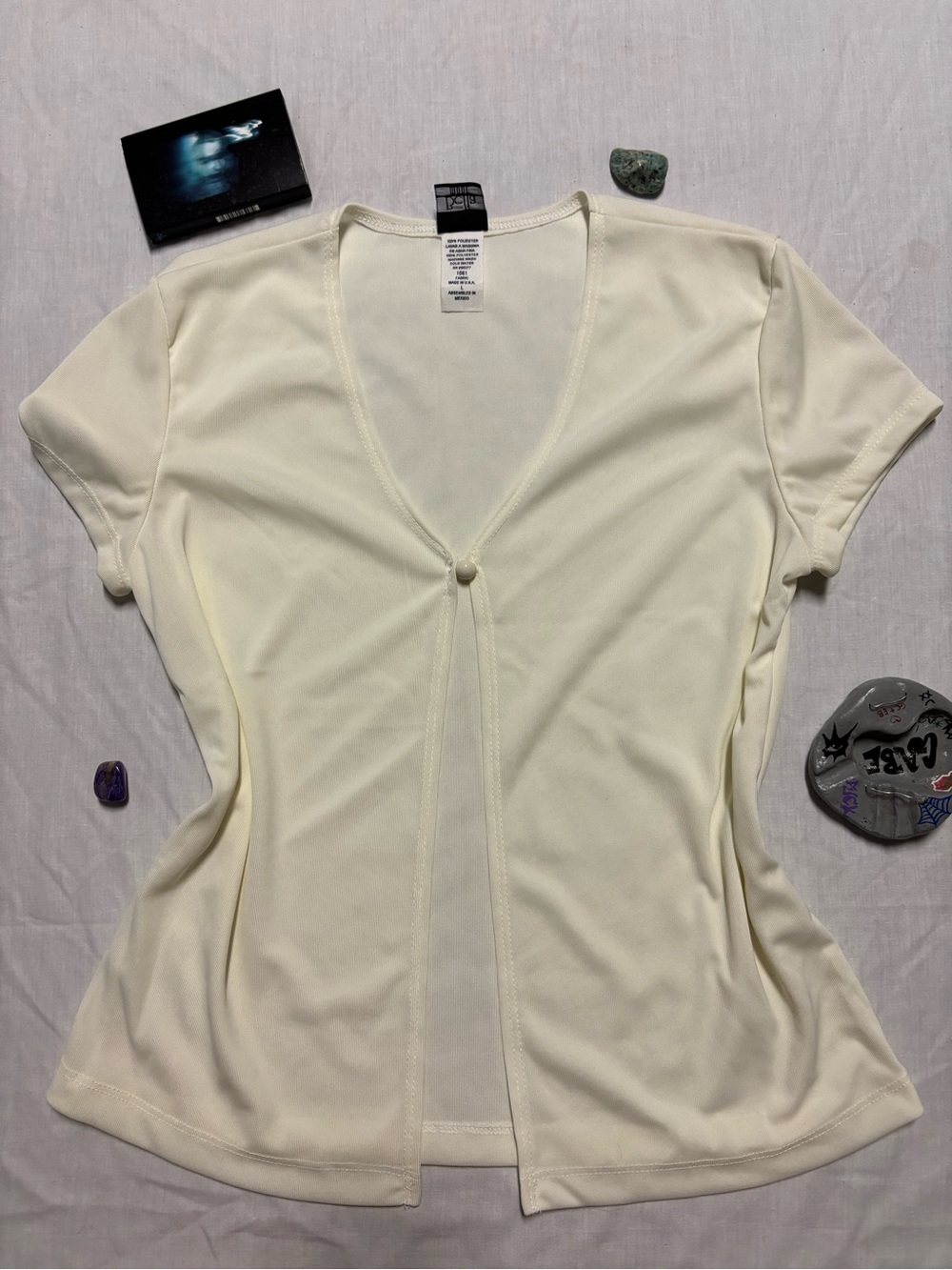 Bella Mode Cream Asymmetrical Button-Front Shirt
